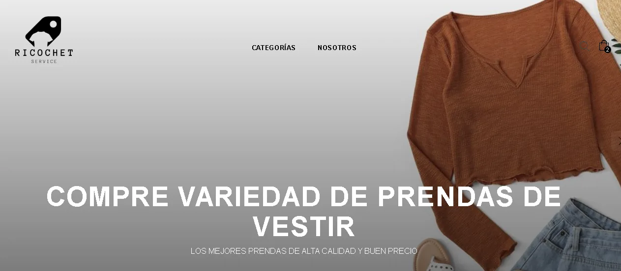Tienda Ricochet con panel CRUD